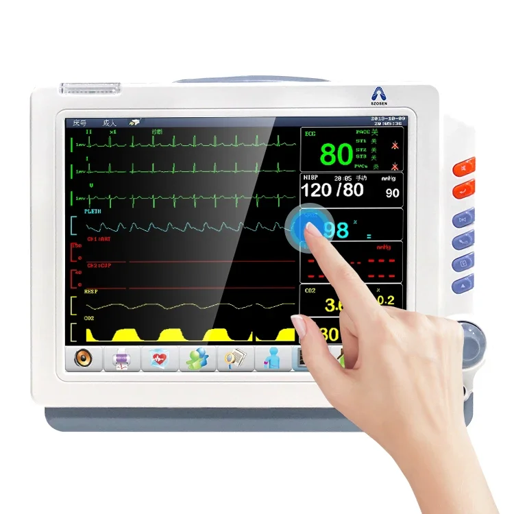 Intensive Care Multipara ECG Heart Rate Patient Monitor with Etco2 and IBP Module