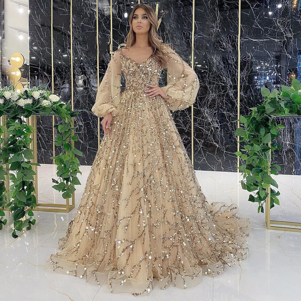 

Gold Embellied Evening Gown Sexy Scene Queen Long Dres China Production Polyester Fiber Weddings Suitable Dres