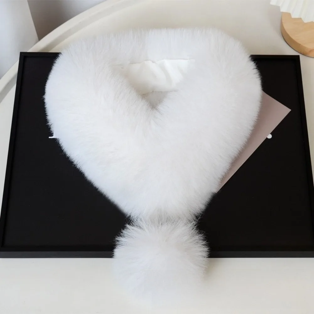 

Soft Thickened Plush Scarf Keep Warm Magnetic Imitation Fur Scarf Neck Wrap Solid Color Cross Neck Warmer Ladies