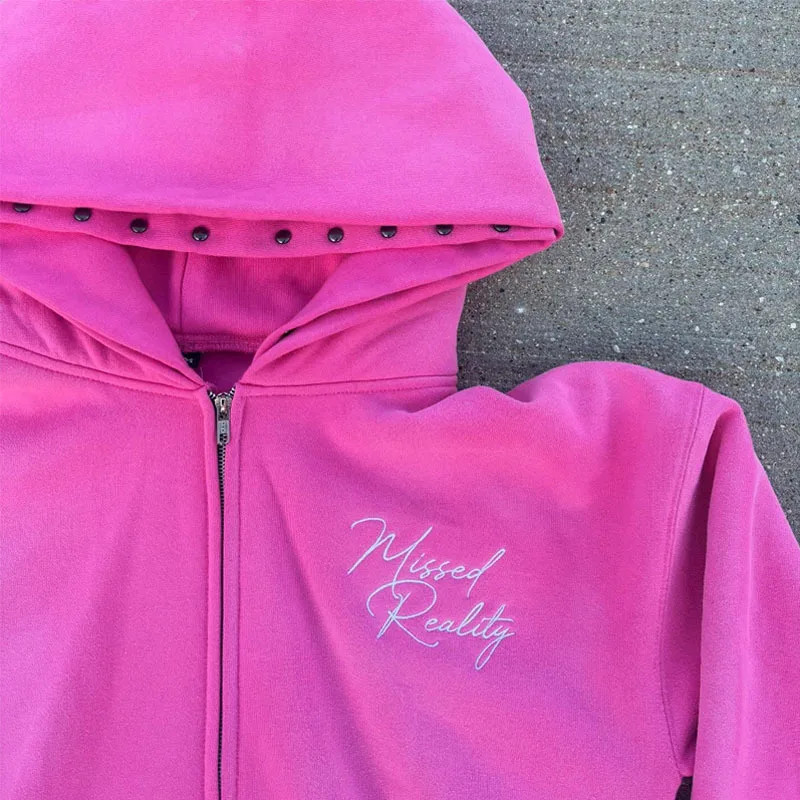 الوردي بيرم حبة إلكتروني التطريز الخريف والشتاء جديد y2k الأمريكية الرجعية شارع العليا الهيب هوب شخصية عارضة المرأة هوديي