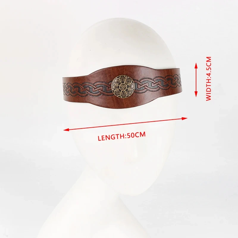 Retro Viking PU Leather Adjustable Headband Halloween Cosplay Medieval Knight Headwear for Club Stage Performance Accessories image 6