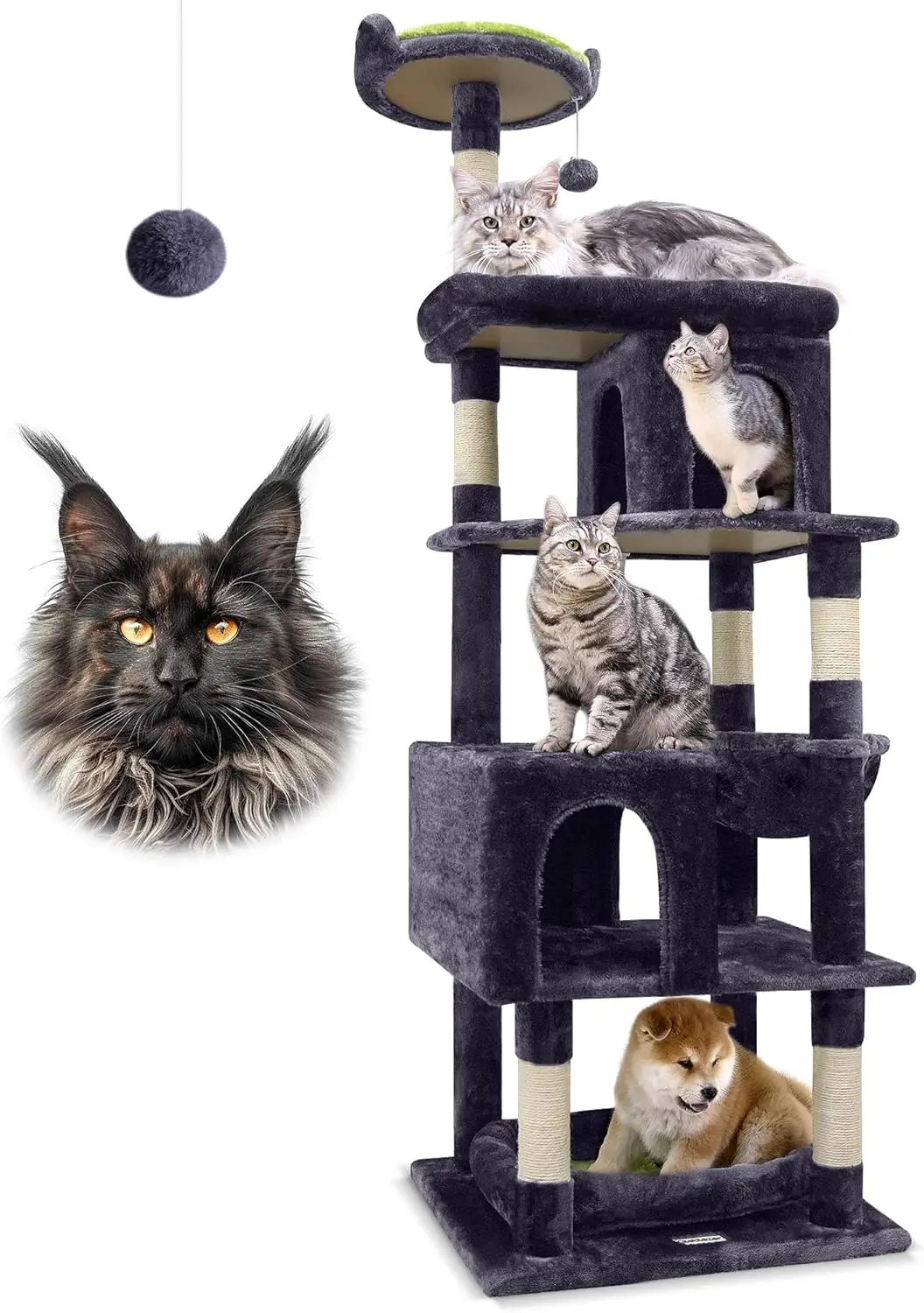 

Heavy Duty Cat Trees for Large Cats, Sturdy 72in Maine Coon Cat Tree for Large Cats 20 lbs+ Heavy Duty Cat Tower for Adu