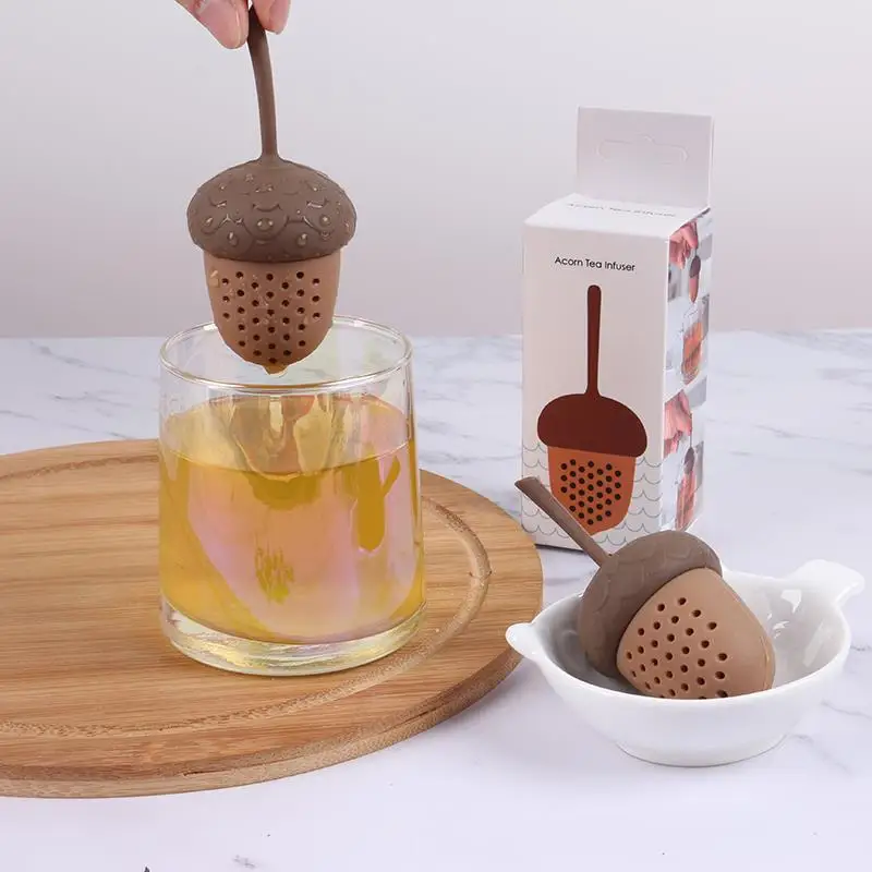 Silicone Kitchen Accessories Tea Bag Strainer Herbal Filter Acorn Shape Tea Infuser Gadgets Spice Diffuser