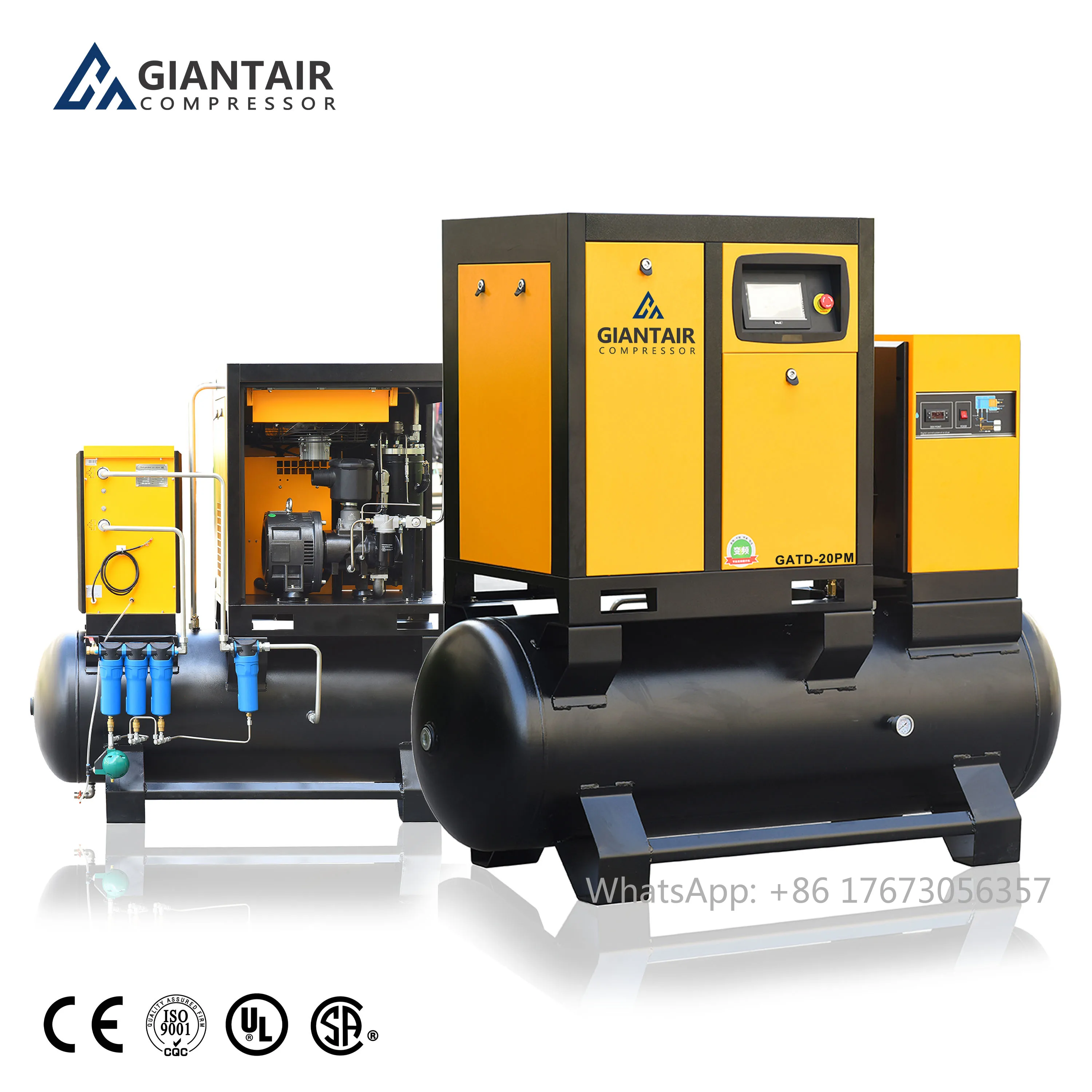 15kw 22hp 10bar 380V 4-in-1 500L Industrial Rotary Screw Air Compressor With Air Dryer Air-compressor