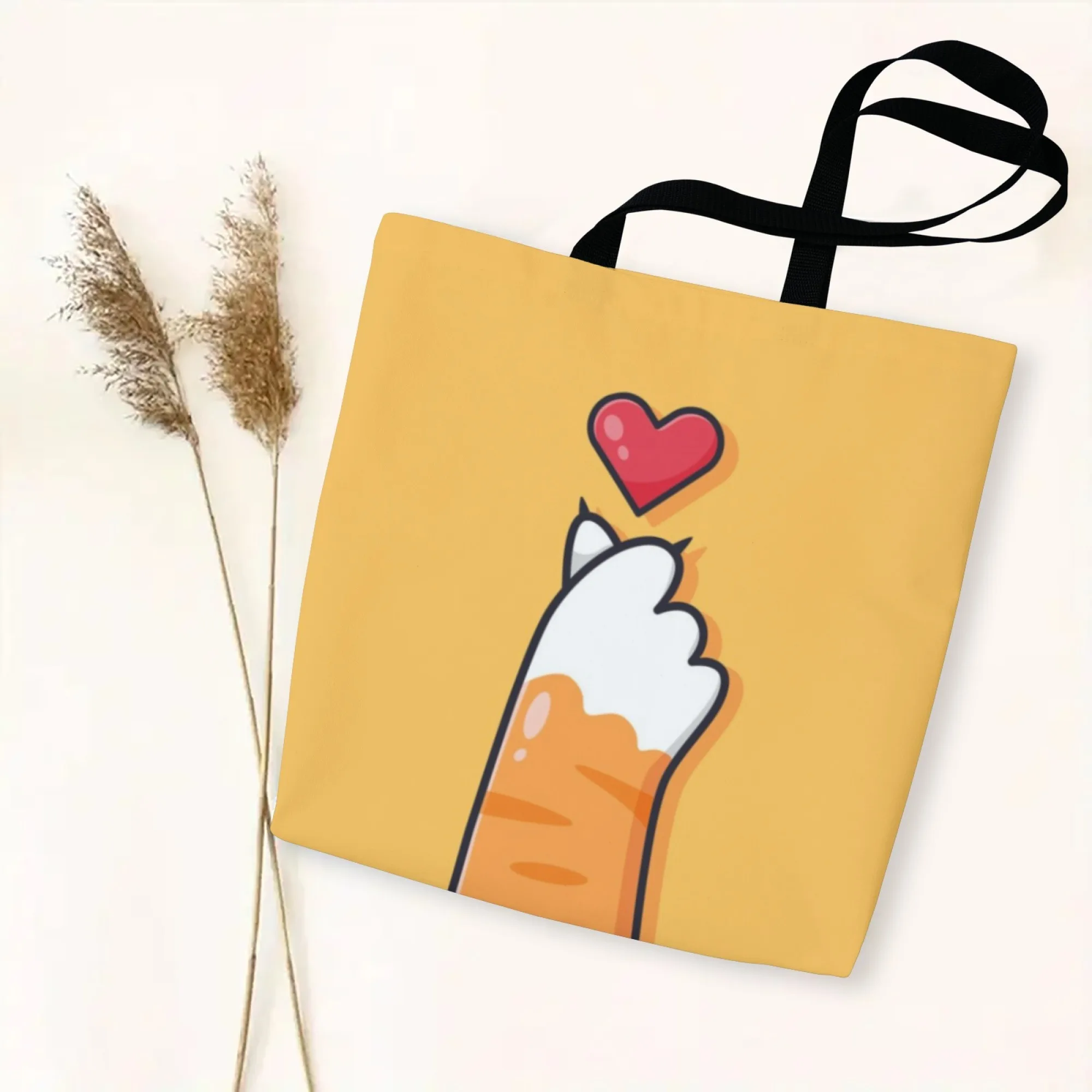 جديد Kawaii القط باو حمل حقيبة القط اليد مع القلب طباعة حقيبة كتف المرأة حقيبة تسوق أنيقة مثالية لمحبي الاتجاه لطيف #4