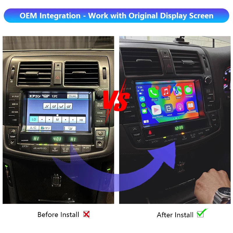 Crown Hybrid GWS204 OEM Head Units Wireless Apple CarPlay Multimedia Box Android Auto Integration Kits For 2008 - 2012 Toyota