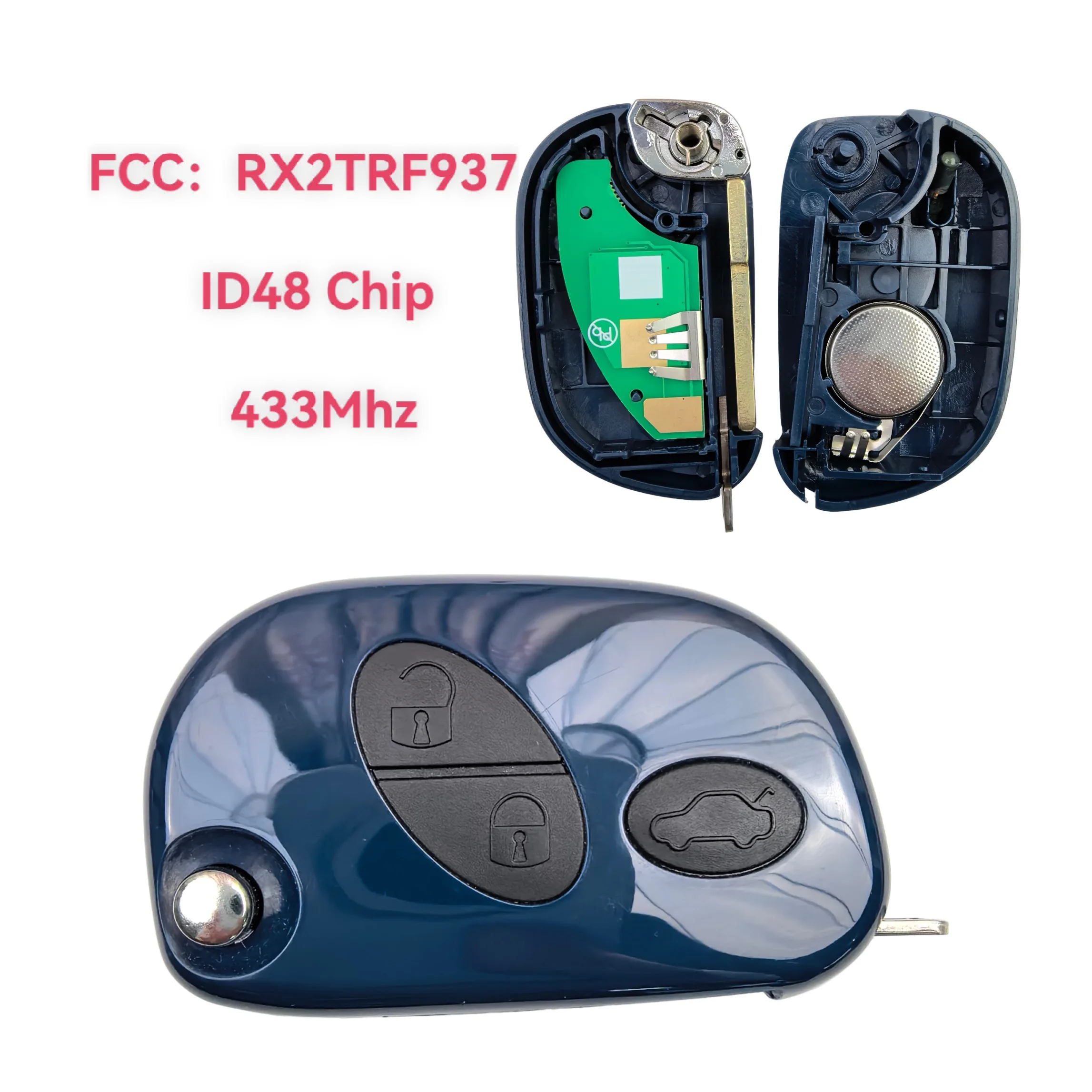 FCC-ID: RX2TRF937 3-Tasten ID48 Chip 433MHz Smart Remote Autoschlüssel /PCB/Gehäuse für Maserati Quattroporte Gran Turismo 2005-2017 Schlüssel – Detail 1