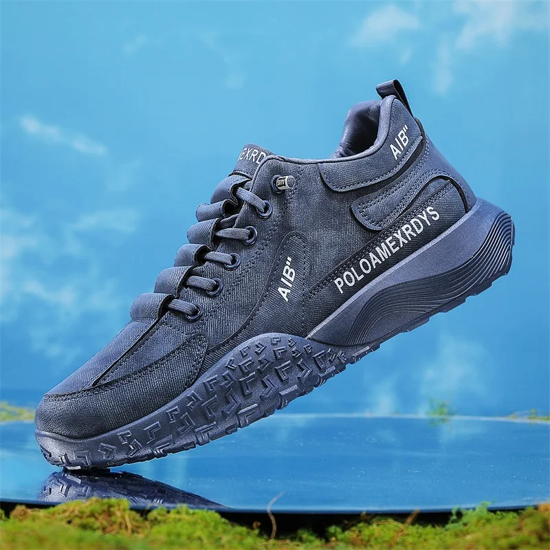 Men's Casual Sneakers - Stylish Non-Slip Blue Denim Shoes for Walking, Hiking, and Everyday Wear - Durable and Lightweight