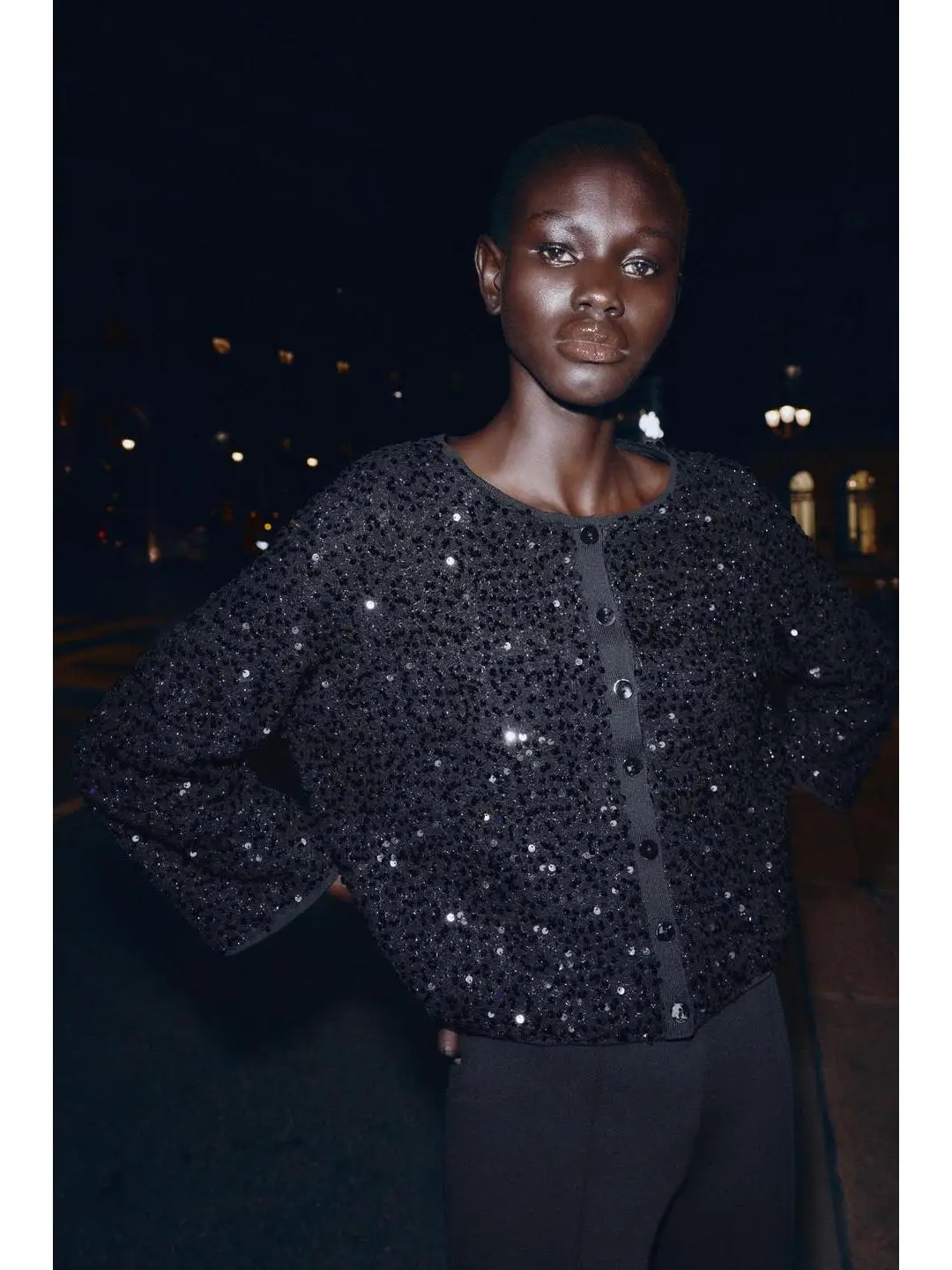 Jaet de punto de invierno largo Sve Glimmer decorado con un solo hombro cierre de botón prendas de vestir exteriores para mujer Ele Chic Sle