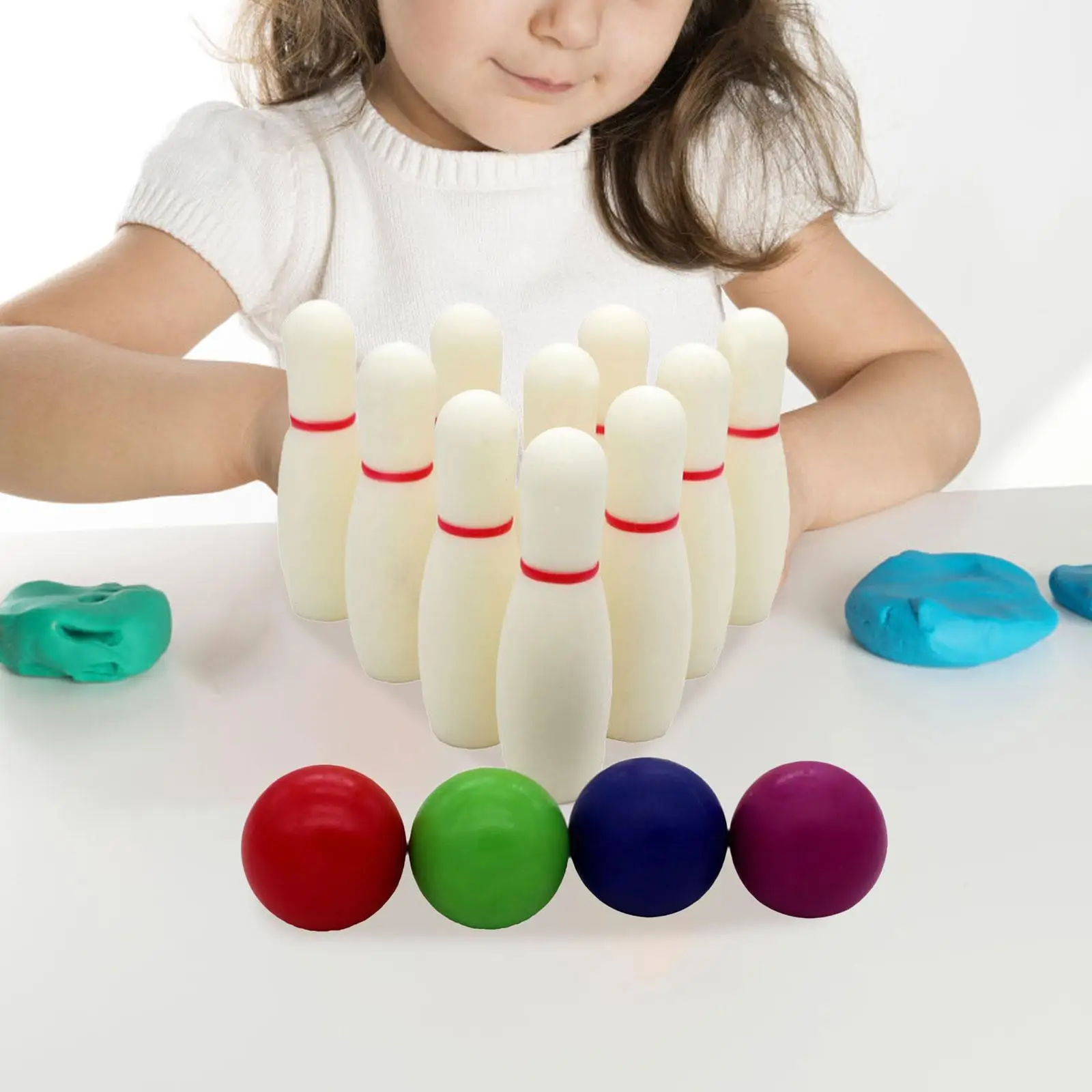 Set da gioco da bowling per bambini Giocattoli interattivi per bambini 4 palline e 10 pin Giocattoli educativi per il tempo libero per bambini in età prescolare