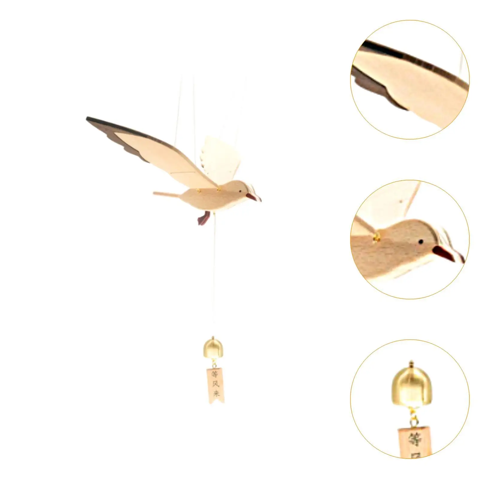 Wood Flying Seagull Decor Soaring Seagull Hanging Unique Wind Chime Ornament Creative Pendant for Festival Garden Balcony