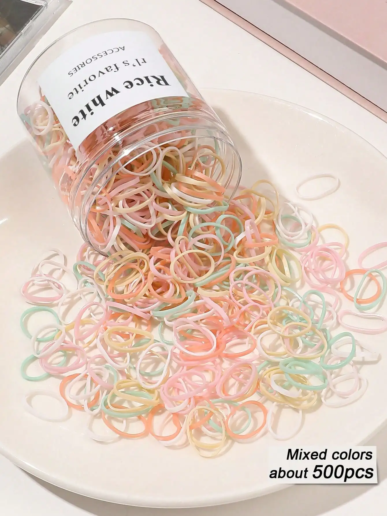 120/300/500 Stück mehrfarbige elastische Haarbänder, Gummibänder für dünnes, dickes Haar, kleine Haargummis, dehnbare Pferdeschwanzhalter – Detail 16