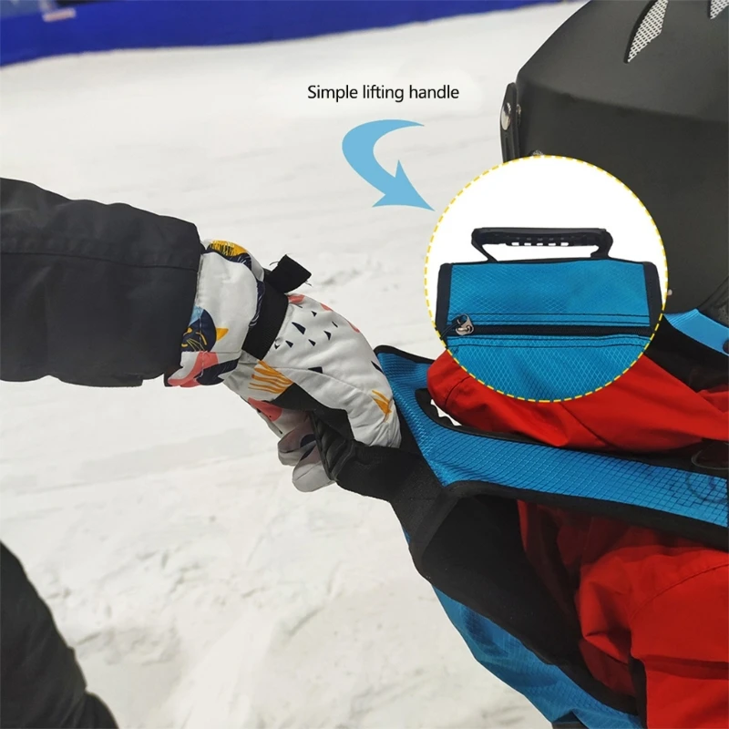 Arnês esqui YD61 para crianças, arnês snowboard com mochila assentos ajustáveis, arnês treinamento snowboard