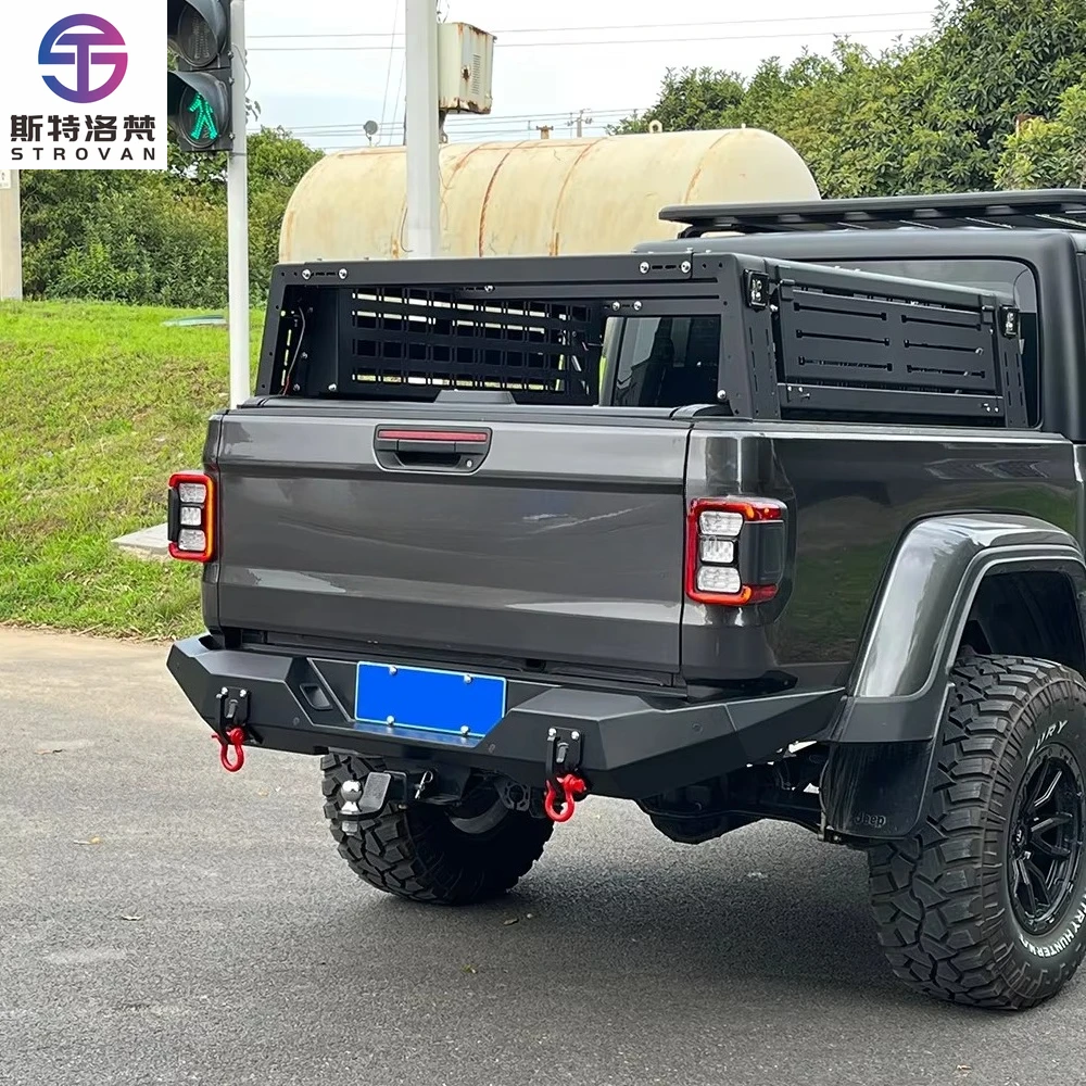 

AQTA 2025 Gladiator Heavy Duty Trailer Steel Stubby Offroad 4x4 Car Rear Bumper Black Power Coating Bull Interior Accessori