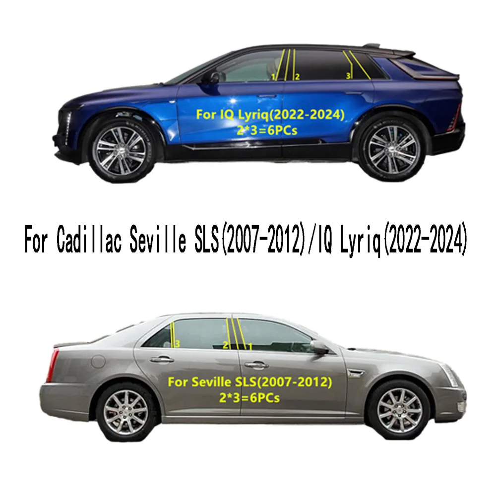 For Cadillac Seville SLS 2007-2012/IQ Lyriq 2022-2024 Car PC Material Pillar Post Cover Trim Door Trim Window Molding Sticker