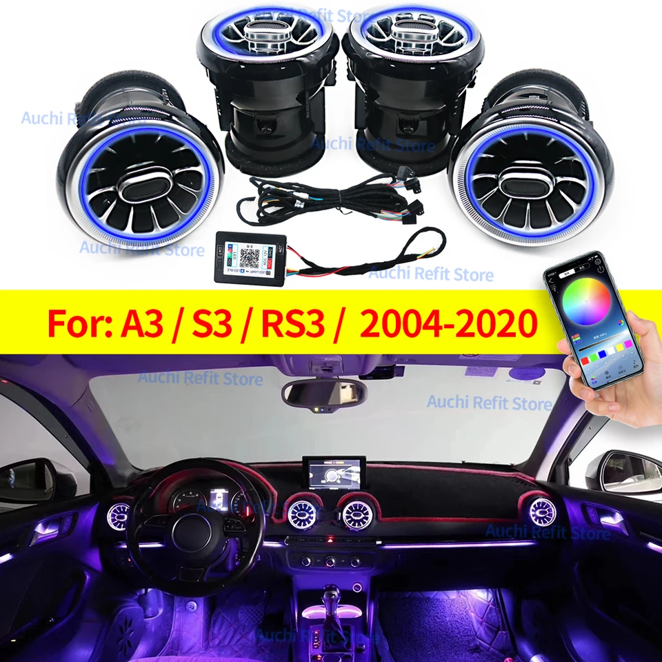 256 Colours LED Air Vents For Audi A3 S3 RS3 8V 8Y 8P 2004-2020 256 Colours LED Air Vents For Audi A3 S3 RS3 8V 8Y 8P 2004-2020