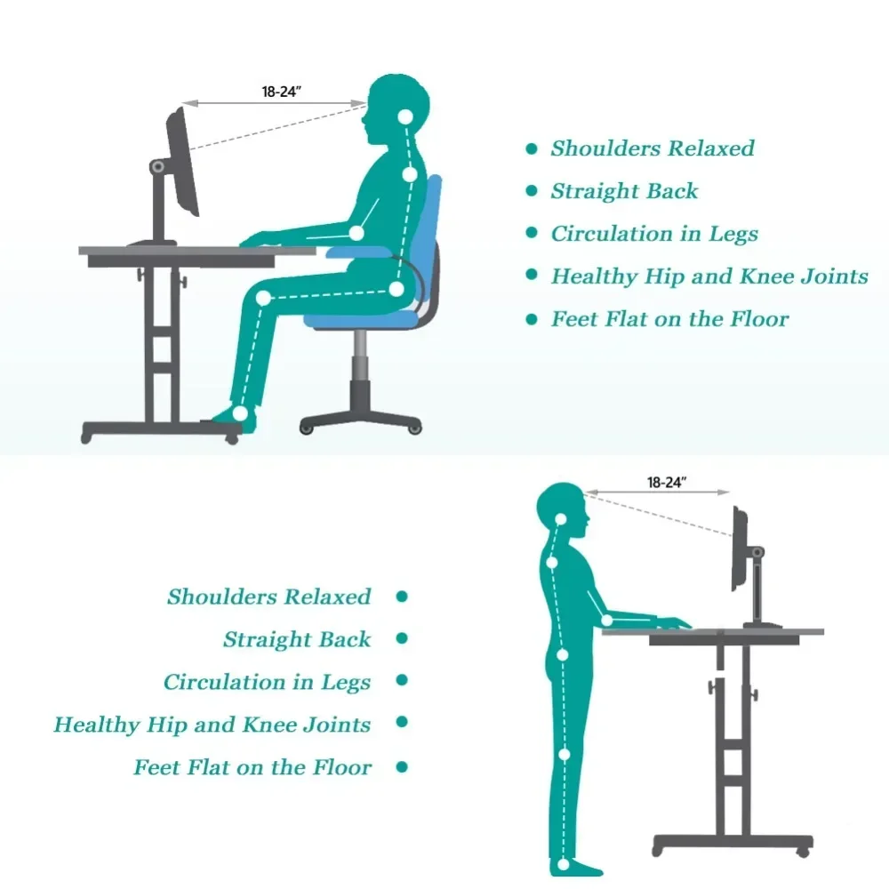 Computer Desk, Stand Up Adjustable Multifunctional Computer Desk for Office Home Bedroom Living Room, Computer Table