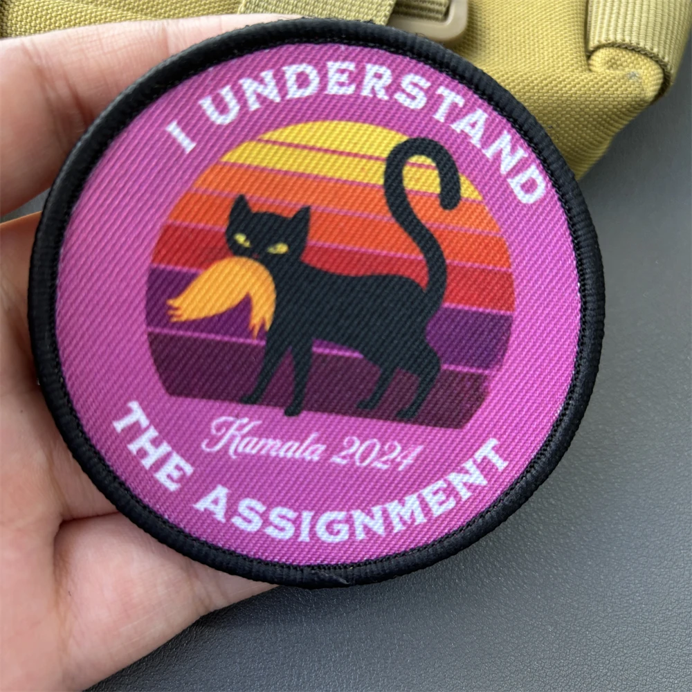 Black Cat Morale Badge I UNDERSTAND THE ASSIGNMENT Tactical Patch Print Chevron Hook&loop Sticker Military Cats Backpack Armband