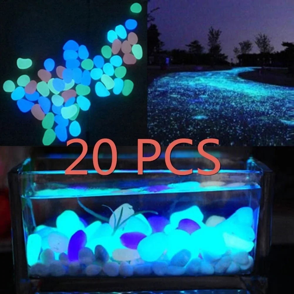 Hot Sale 20PCS Luminous Colorful Glow in The  Stones Pebbles Rock For Fish Tank Aquarium