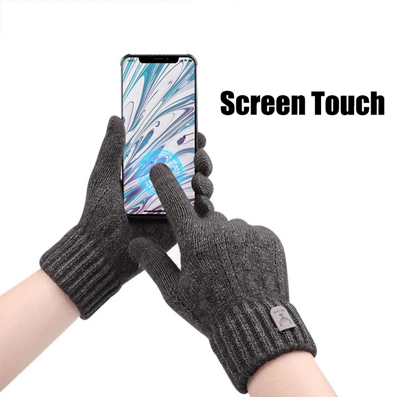 2026 Winter Touch Screen Gloves Warm Windproof Coldproof Thick Knitted for Men And Women Outdoor Skiing Cycling