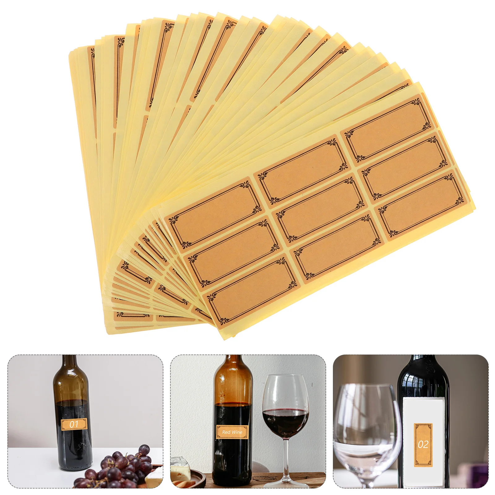 

1Set Wine Label Stickers Kraft Paper Writable Labels for Bottles Plum Wine Homemade Bottle Label Pack Kraft Labels