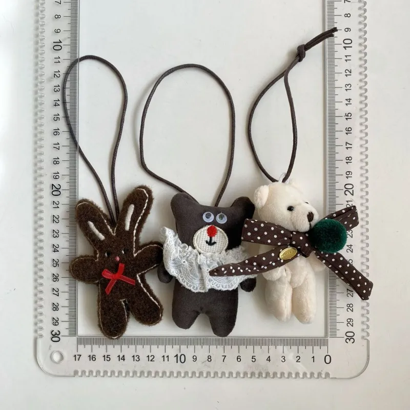 Fabric Rabbit Keychain Handmake Fabric Animal Doll Keyrings For Bag Pendant Cute Small Bear Keychain Wholesale Custom Packaging