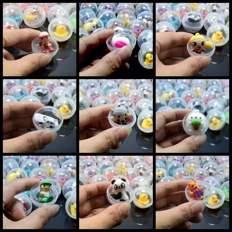 6PCS 32mm Transparent Ball Mini Little Animal Toys Cartoon Mixed Style Round Ball Surprised Funny Pet Ball Egg Little Dolls Gift