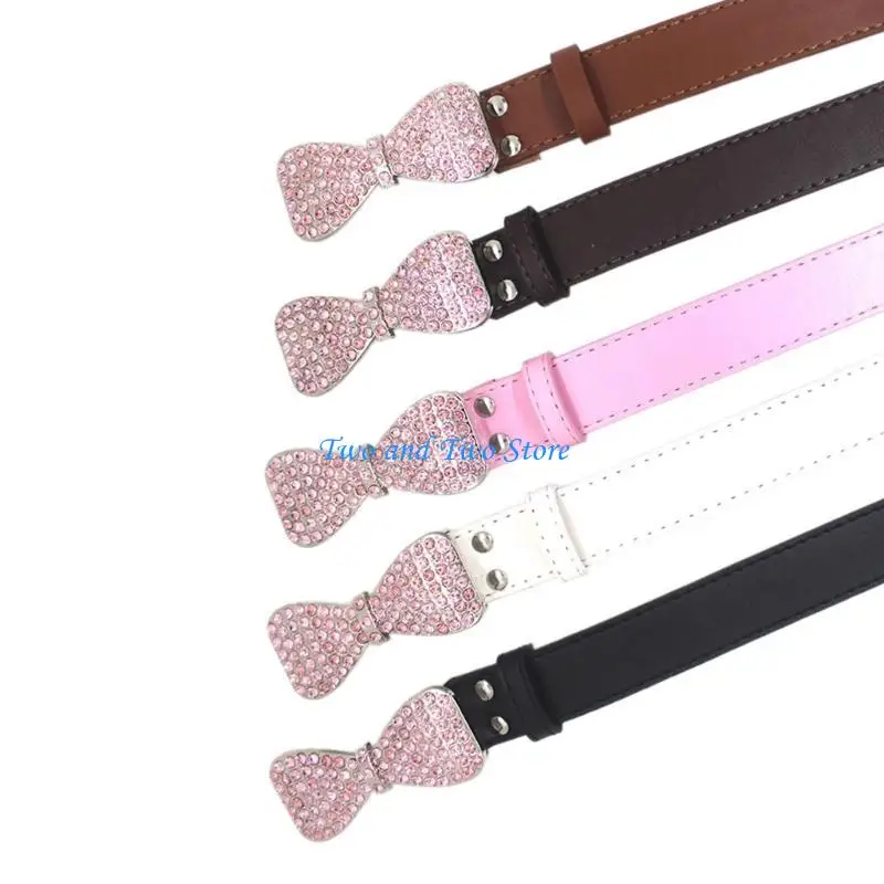 HX6F الكبار بريق Bowknot مشبك حزام خصر قابل للتعديل دبوس مشبك حزام خصر Harajuku حجر الراين حزام خصر لملهى ليلي #5