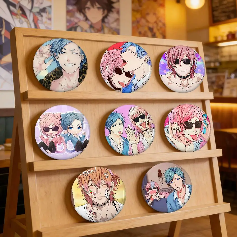 Cute Manga Yarichin Club Badges Peripheral Lapel Pins Tinplate Round Brooch For Shoulder Bag Accessories Souvenir Gifts