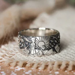 2023 New Fashion Engraved Rings Delicate Pattern Women Men Couple Rings Anniversary Gift Daily Wear Personality Unisex Jewelry