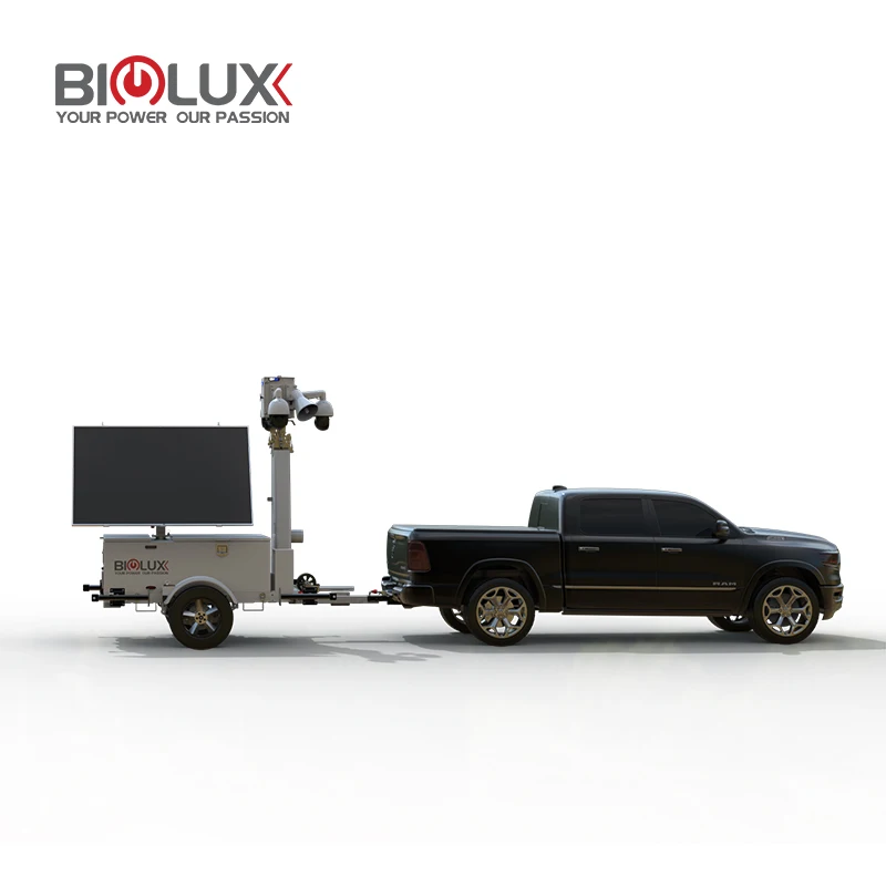 Mobile Solar Power Surveillance CCTV Trailer For Off-grid Security Outdoor With Large Capacity New Industry Solution