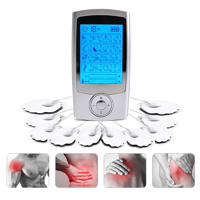 TENS Machine EMS Muscle Stimulator Dual Channel 16 Modes USB Rechargeable Electronic Pulse Massager for Full Body Pain Relief