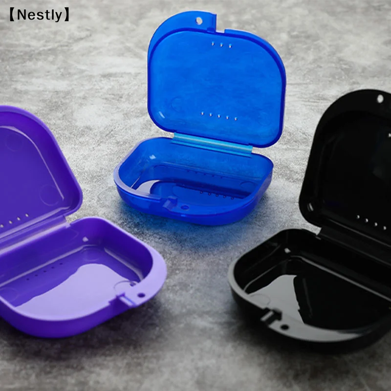 Tooth Retainer Box Brace Container Mouthguard Guard Denture Storage Case Cleaner〔Nest〕