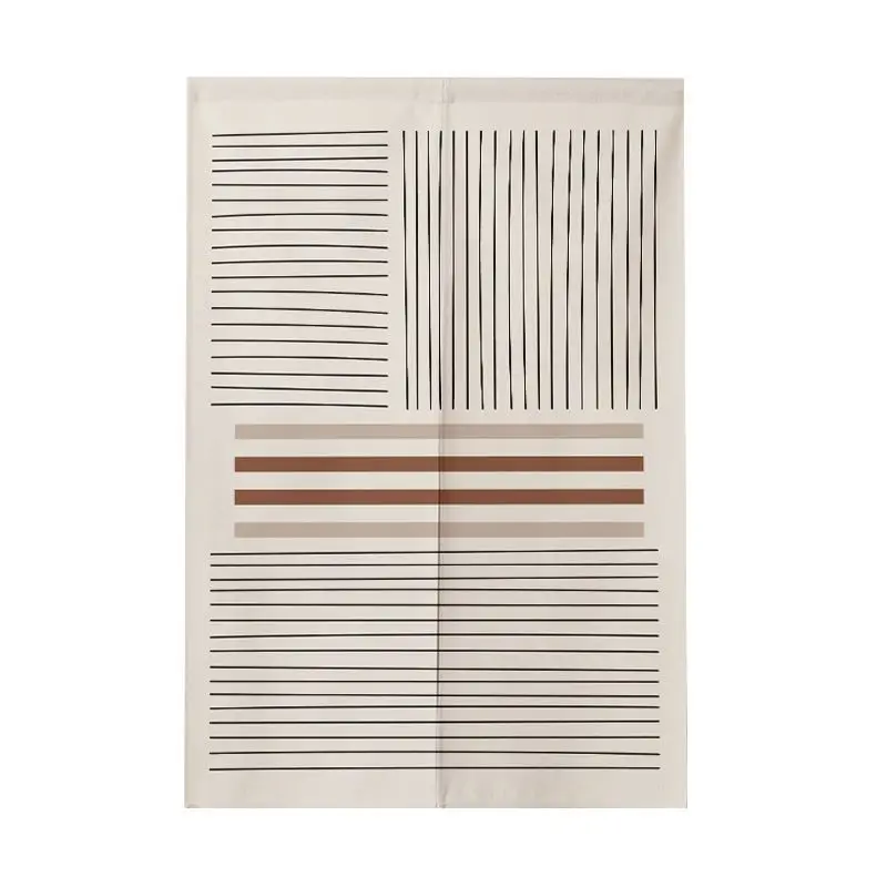 Nordic Ins Sunrise Wave Half Door Curtain Minimally Abstract Sun Moon Split Partition Curtain Non Perforated Hanging Curtain