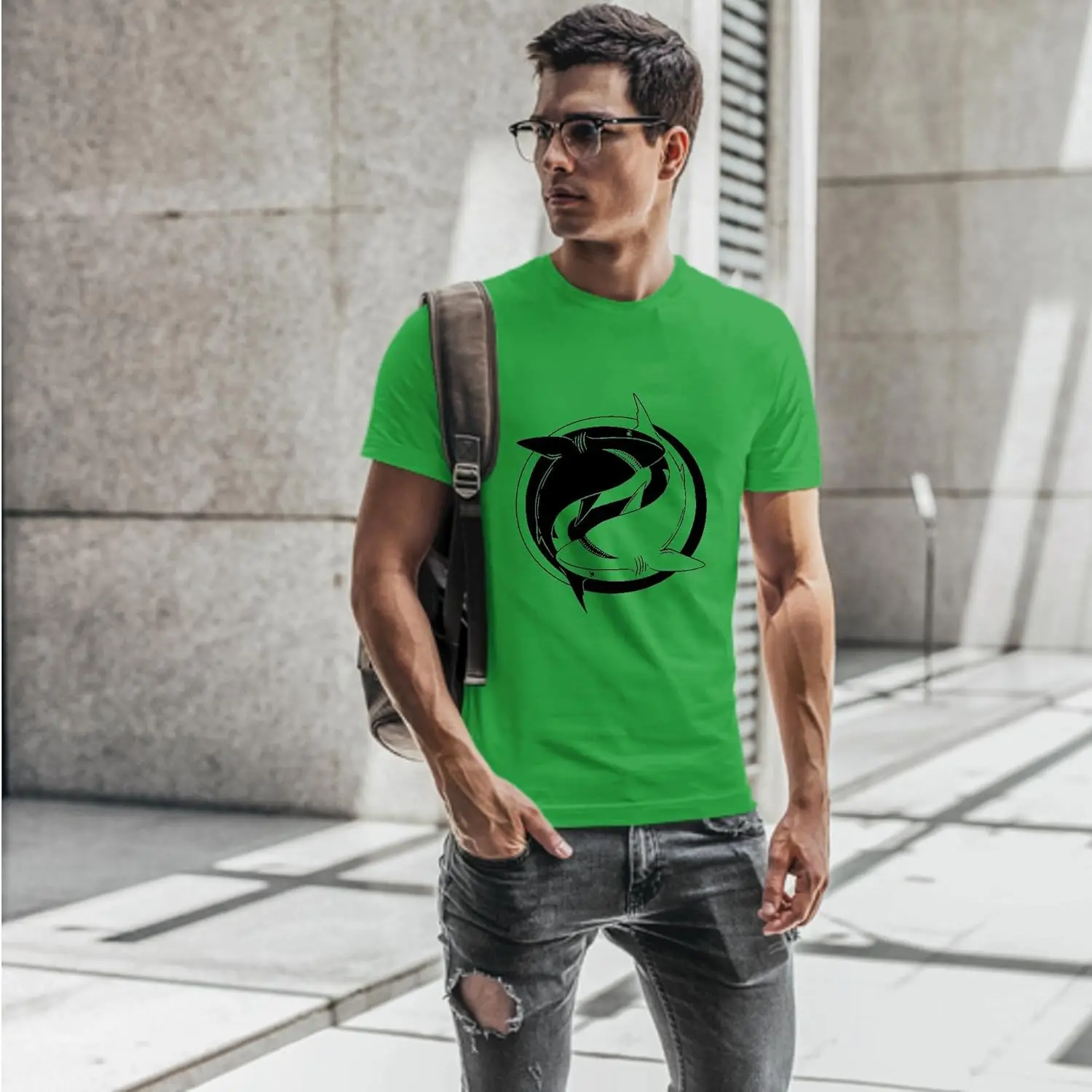 Hai Yin Yang Design Grafik Geschenk geeignet für alle, die inspirierende Männer Frauen weiß grau mehrfarbig T-Shirt suchen