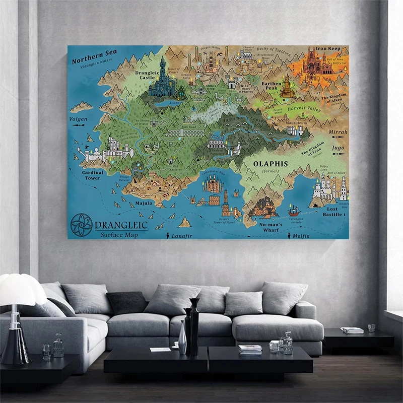 Classic Game D-Dark S-Souls Map Poster Canvas Painting Print Wall Art Picture for Living Room Home Decor Cuadros