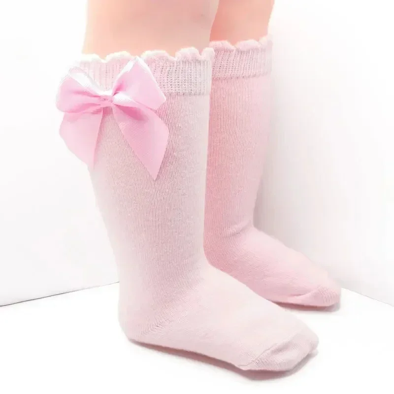 

Autumn Socks for Babies Girls 0 to 5 Years, Red Cotton Christmas Socks with Big Knot, Tall, Sweet and Cute for Kids 0 to 5 Years