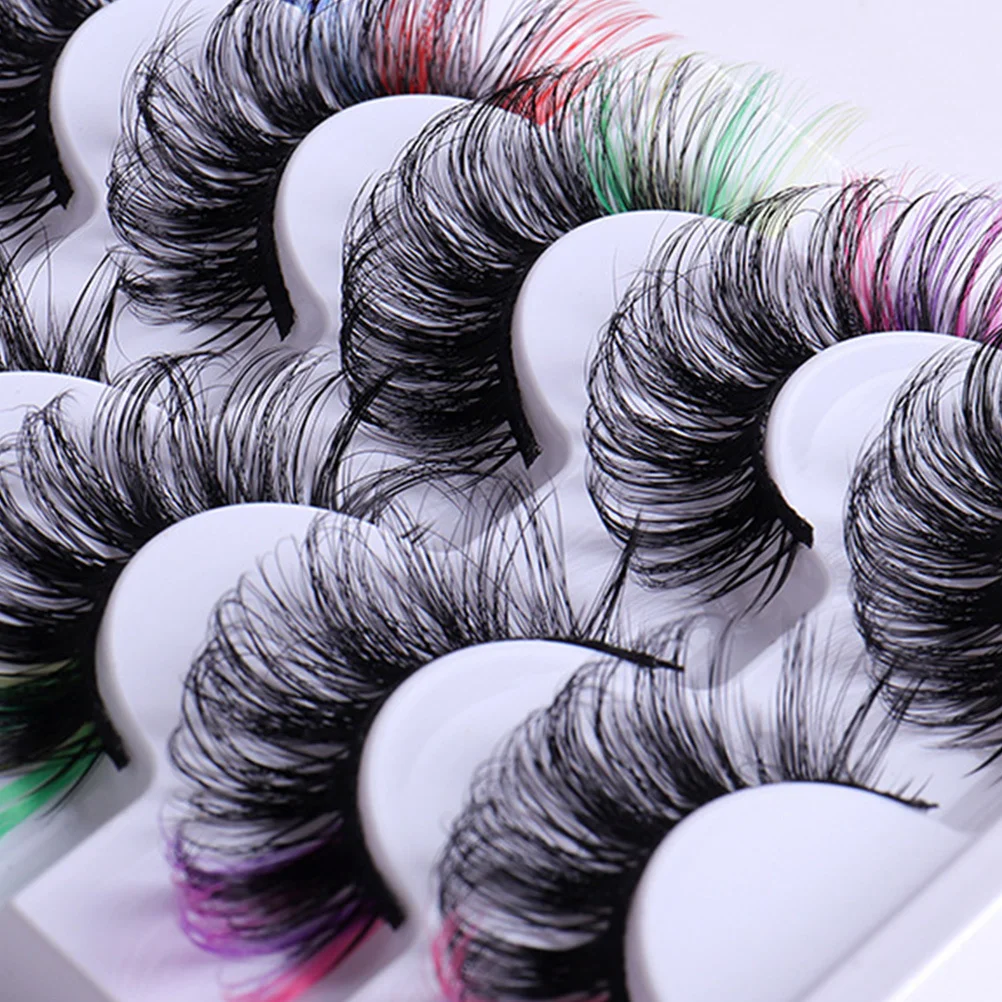 LALAFINA 7 ペアカラーつけまつげグリッターグリーンフェイクまつげハロウィン装飾模造まつげエクステンション