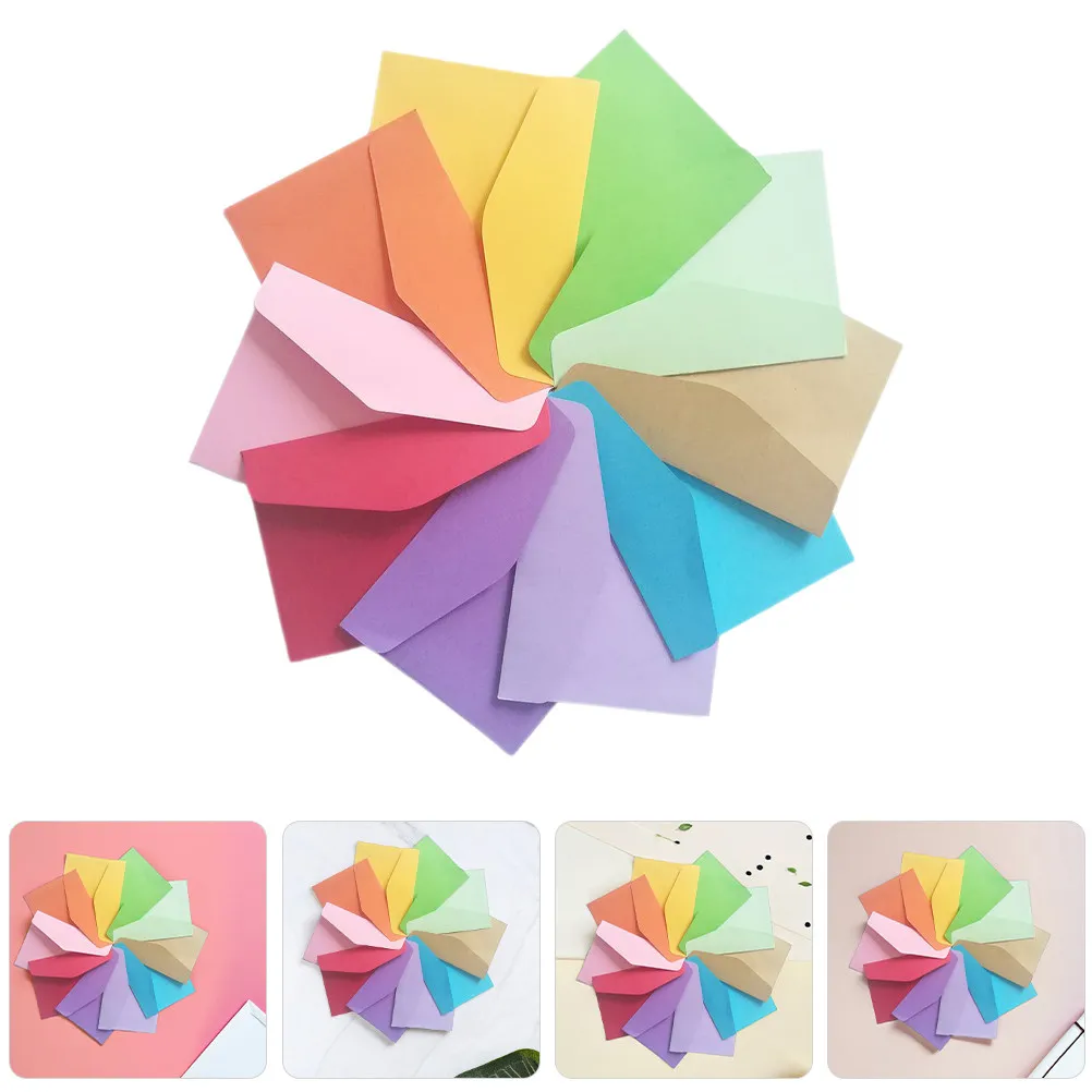 

50Pcs Western Style Kraft Paper Envelopes Sturdy Mini Envelopes for Invitations Greeting Cards Letter Writing Kit for Girls