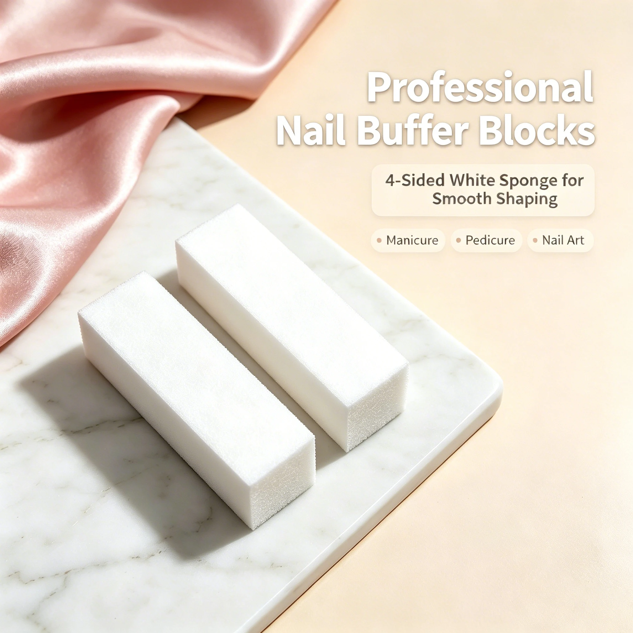 White Sponge Nail Buffer Block 4 Sides Nail Buffing Sanding Blocks Manicure Pedicure Nail File for Nail Art Polishing 2/6/10Pcs