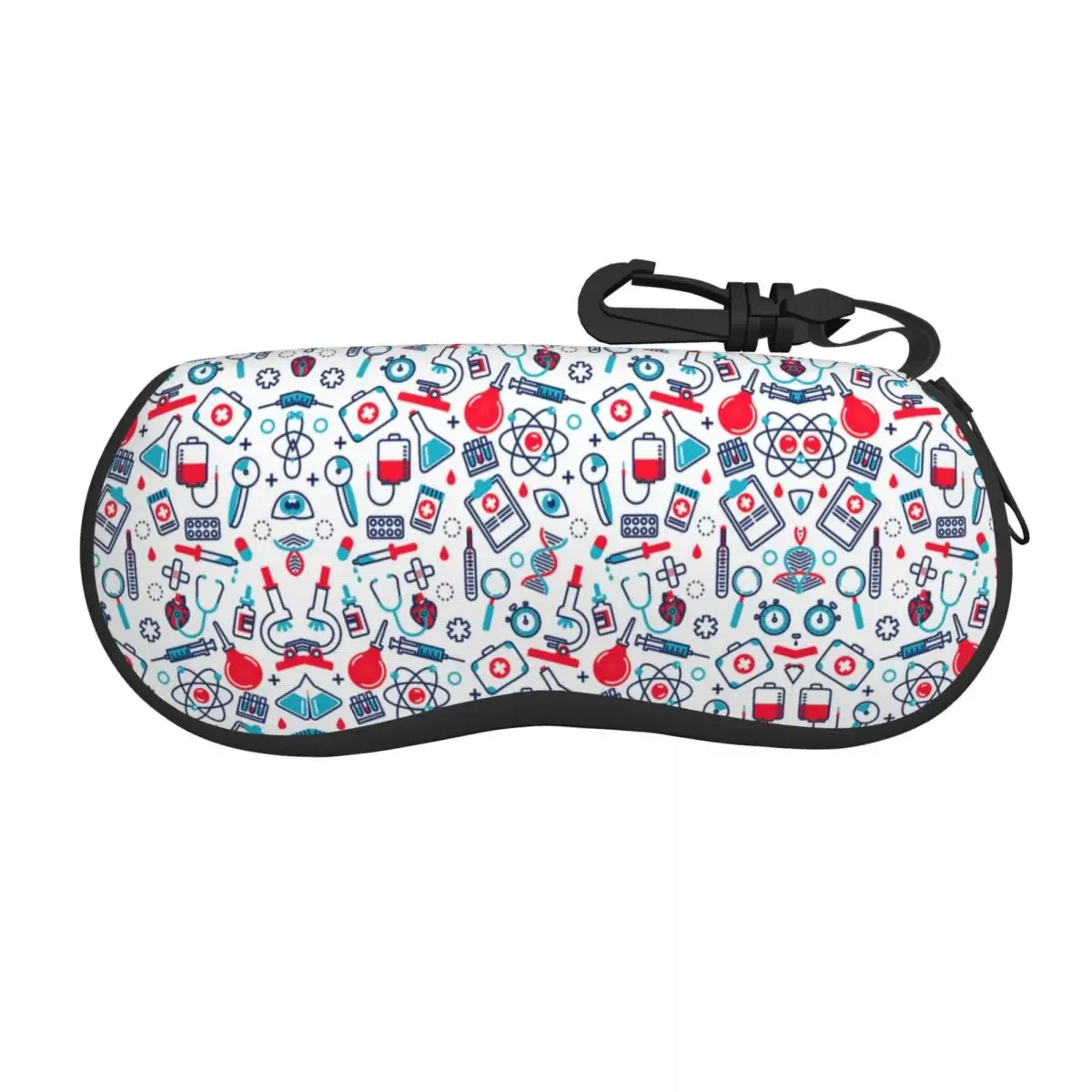 Nurse Objects On White Pattern Sunglasses Case Neoprene Zipper Nursing  Supplies Shell Eyeglass Case Protective Box Glasses