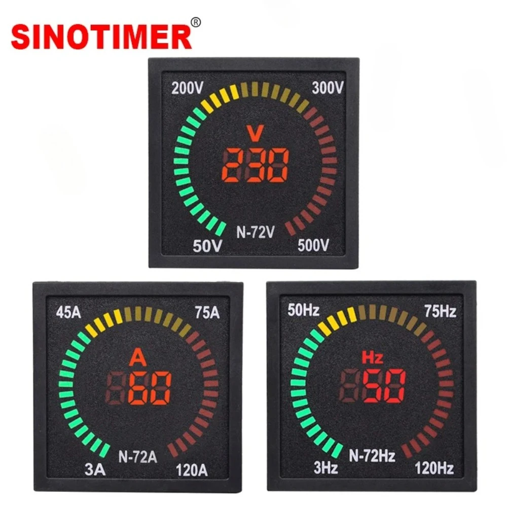 Indicador de medidor LED, Panel de pantalla Digital, voltímetro, amperímetro, frecuencia Hz, corriente, voltios, medidor de voltaje, probador AC50-500V 3-120A 220V