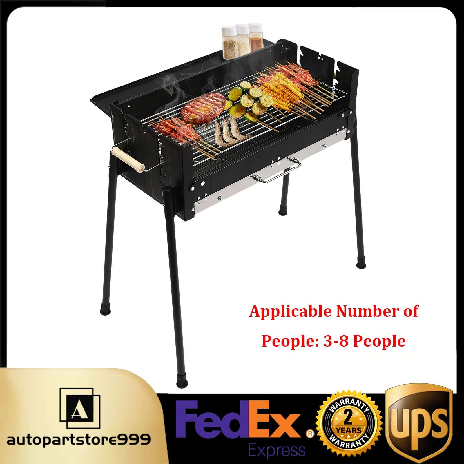 

Foldable Portable BBQ Tool Kits Black,Barbecue Charcoal Grill Stainless Steel for Outdoor Cooking Camping Hiking Picnics