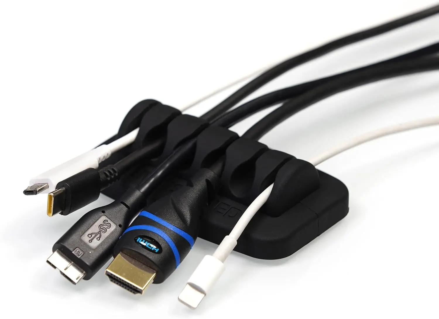 

Desktop Cable Organizer, Weighted Silicone, No Bad Smell, 6 Slots for USB HDMI, with 4 Reusable Cable Ties