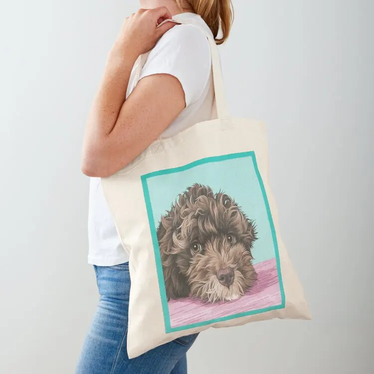 

Cute Labradoodle Puppy Painting, Chocolate Labradoodle Puppy Portrait Tote Bag hand bag Cloth bags tote bag custom tote men