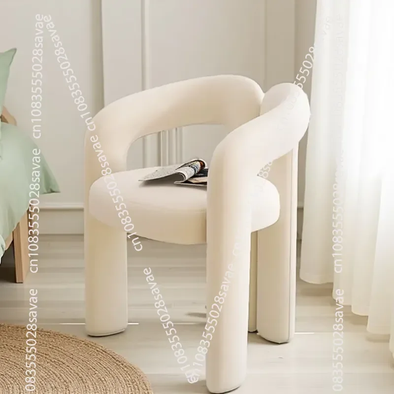 One-piece Curved Wool Light Luxury Modern Leisure Chair Living Room Beige Adaptive Soft Packaging High Rebound Foam