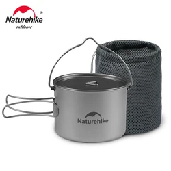 Naturehike Ti02 Ti02 650ml 900ml Titanium Hanging Pot Outdoor Camping Hiking Backpacking Picnic BBQ Portable Folding Cup Pan