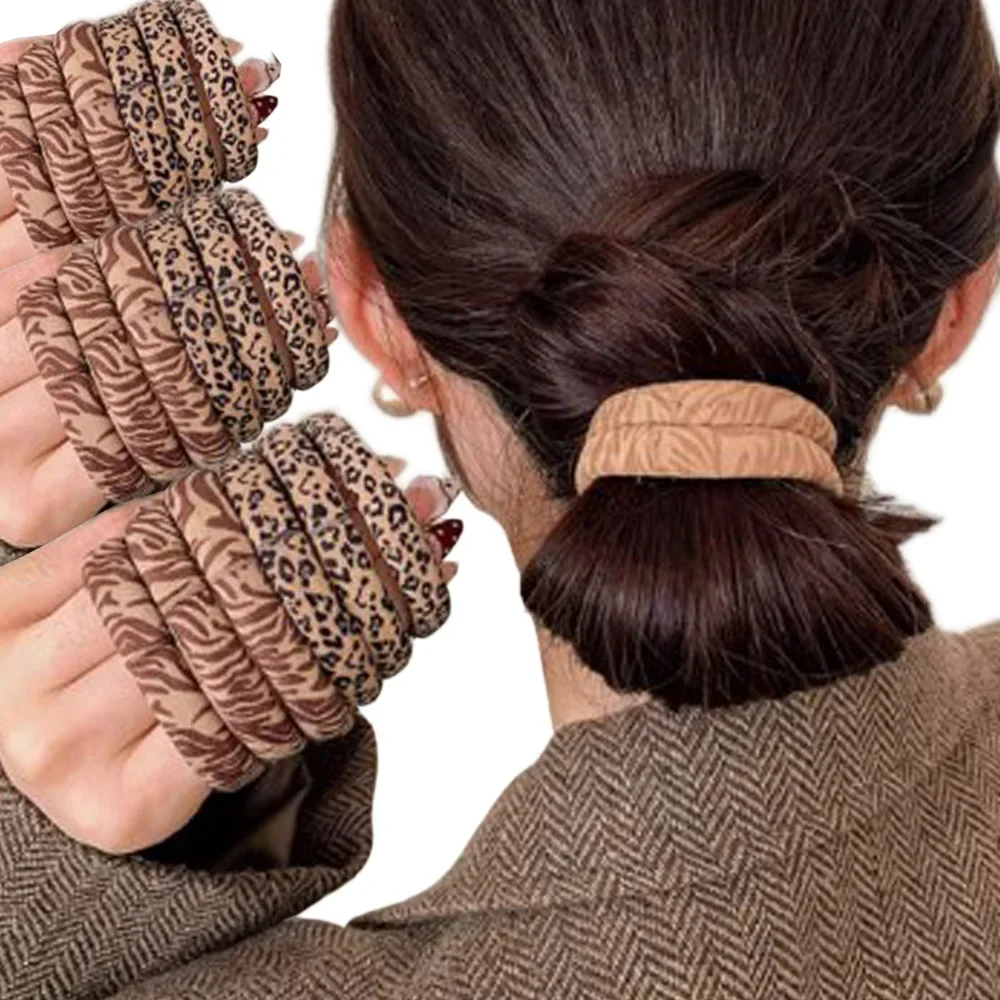 5PC High Elasticity Hair Ties Leopard Print Elastic Hair Scrunchie Ties for Women Wild Fashion Head Rope Hair Styling Accessorie