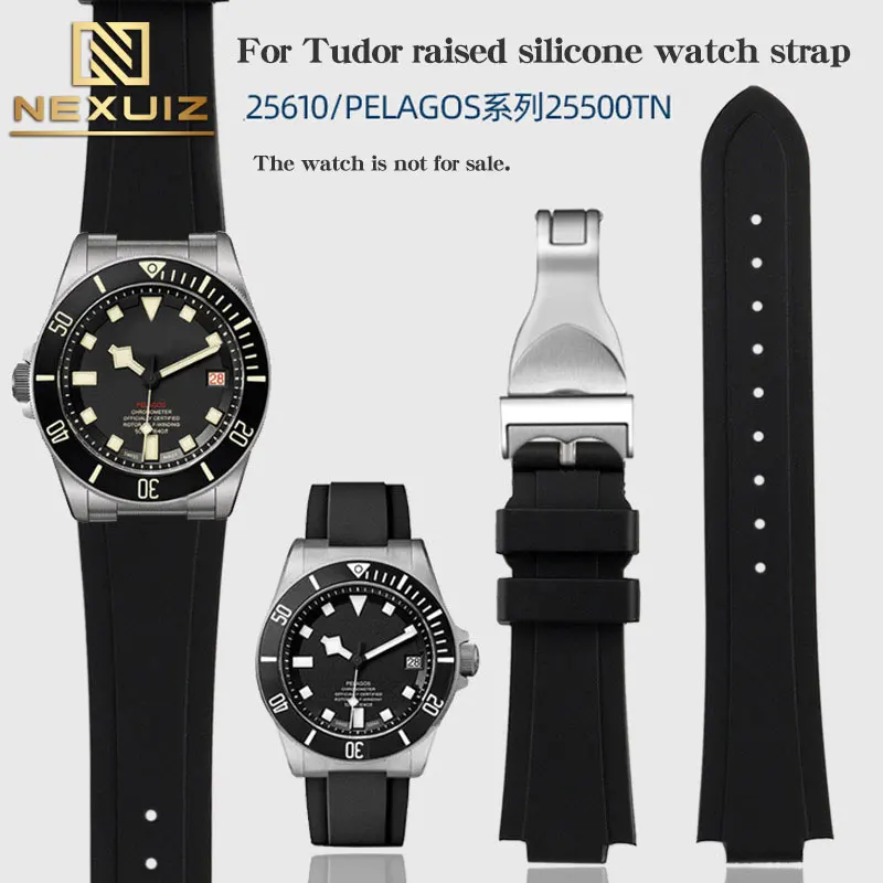 Men's Waterproof Silicone Rubber Watch Strap For Tudor Tomahawk series 25600 25500 Watch Band Male Interface 12mm Bracelet Soft