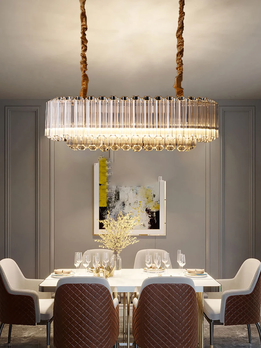 Light Luxury Postmodern Living Room Dining Room Creative Nordic Villa Staircase Light Simple High-end Crystal Chandelier